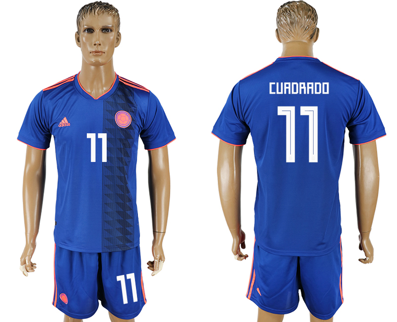 Men 2018 World Cup National Colombia away 11 blue soccer jersey
